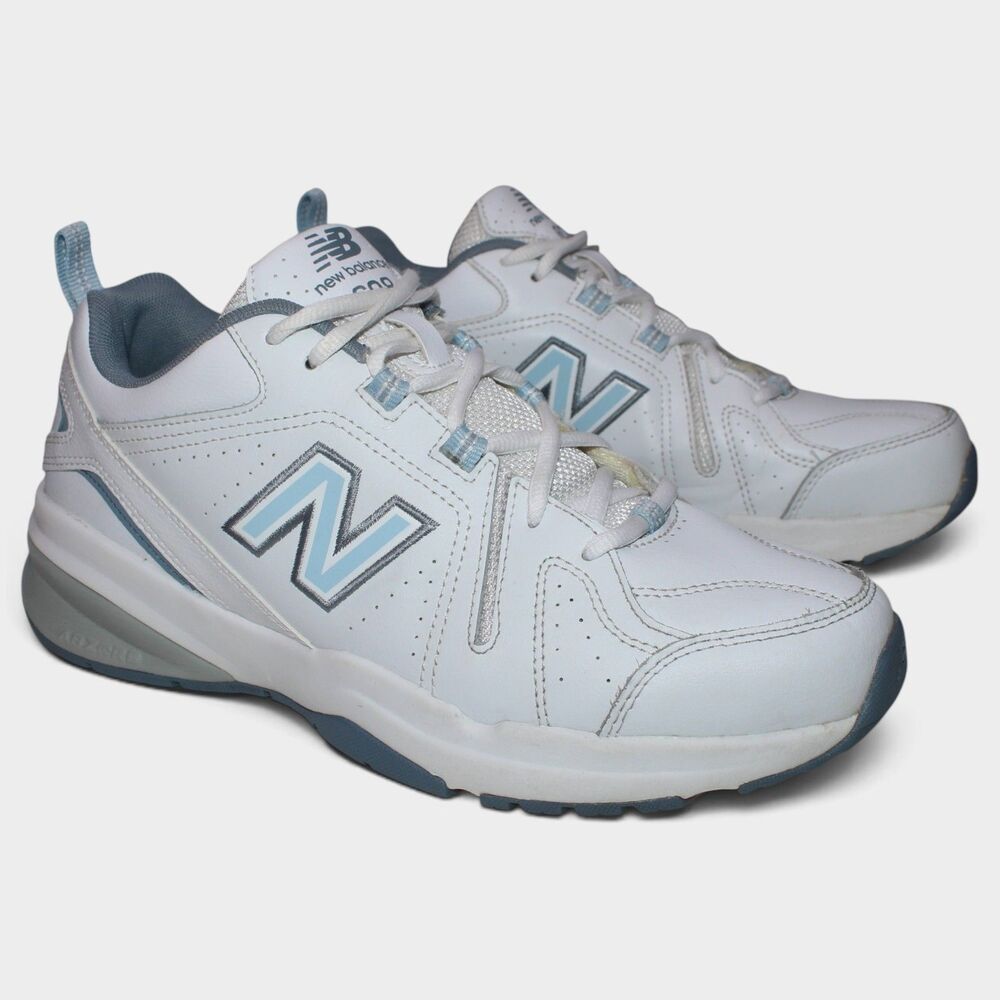 New Balance 608v5 Women 9.5 B White Blue Leather Cross Trainers